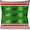 Buckle-Down Throw Pillow - Christmas Stitch Moose/Snowflakes Red/Green