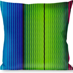 Buckle-Down Throw Pillow - Zarape7 Vertical Pinks/Blues/Greens/Black