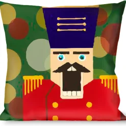 Buckle-Down Throw Pillow - Christmas Nutcracker/Polka Dots Greens/Gold/Red