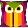 Buckle-Down Throw Pillow - Owls Striped w/Swirls Purple