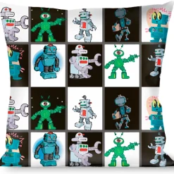 Buckle-Down Throw Pillow - Robot Checkers Black/White