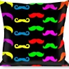 Buckle-Down Throw Pillow - Mustaches Black/Multi Color