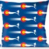 Buckle-Down Throw Pillow - Colorado Skier2 Blue/White/Red/Yellow