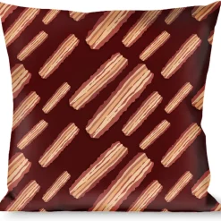 Buckle-Down Throw Pillow - Bacon Slices Maroon