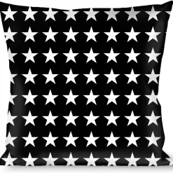 Buckle-Down Throw Pillow - Star Black/White