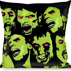 Buckle-Down Throw Pillow - Zombie Expressions Black/Green/Red