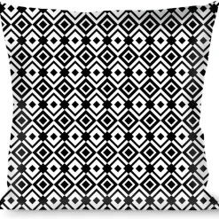 Buckle-Down Throw Pillow - Geometric Diamond2 Black/White/Black