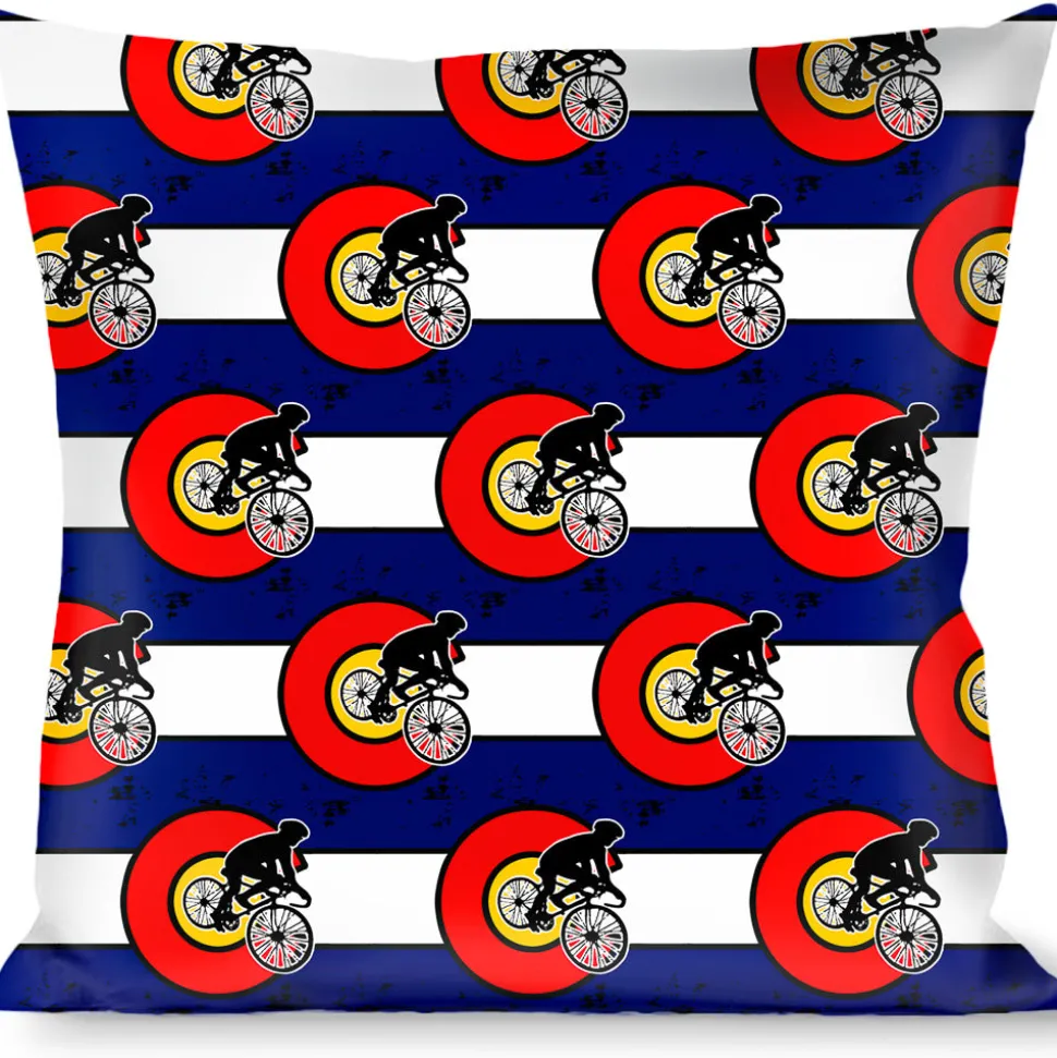 Buckle-Down Throw Pillow - Colorado Biker Distressed