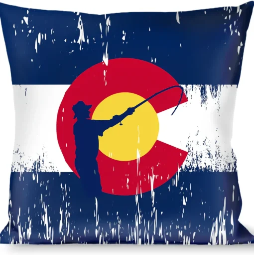 Buckle-Down Throw Pillow - Colorado Flag/Fisher Weathered