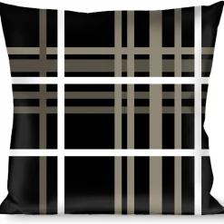 Buckle-Down Throw Pillow - Plaid Black/Gray