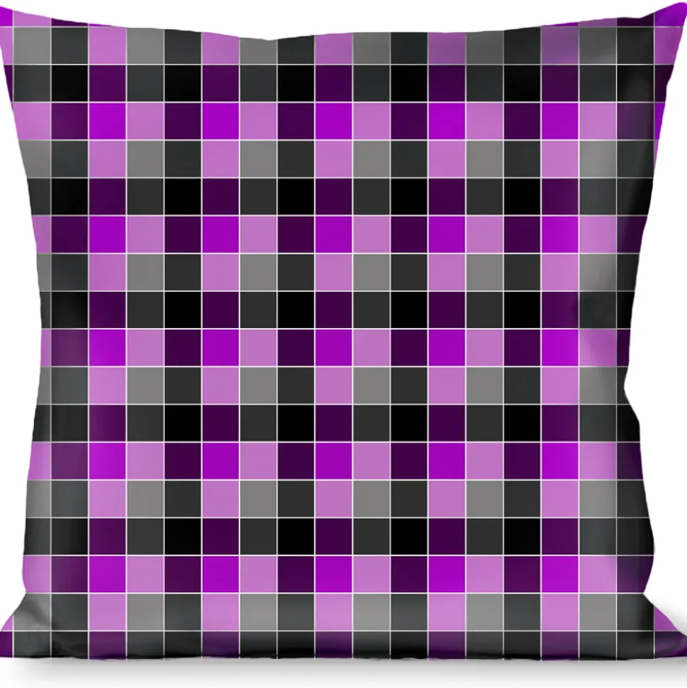 Buckle-Down Throw Pillow - Checker Mosaic Purple
