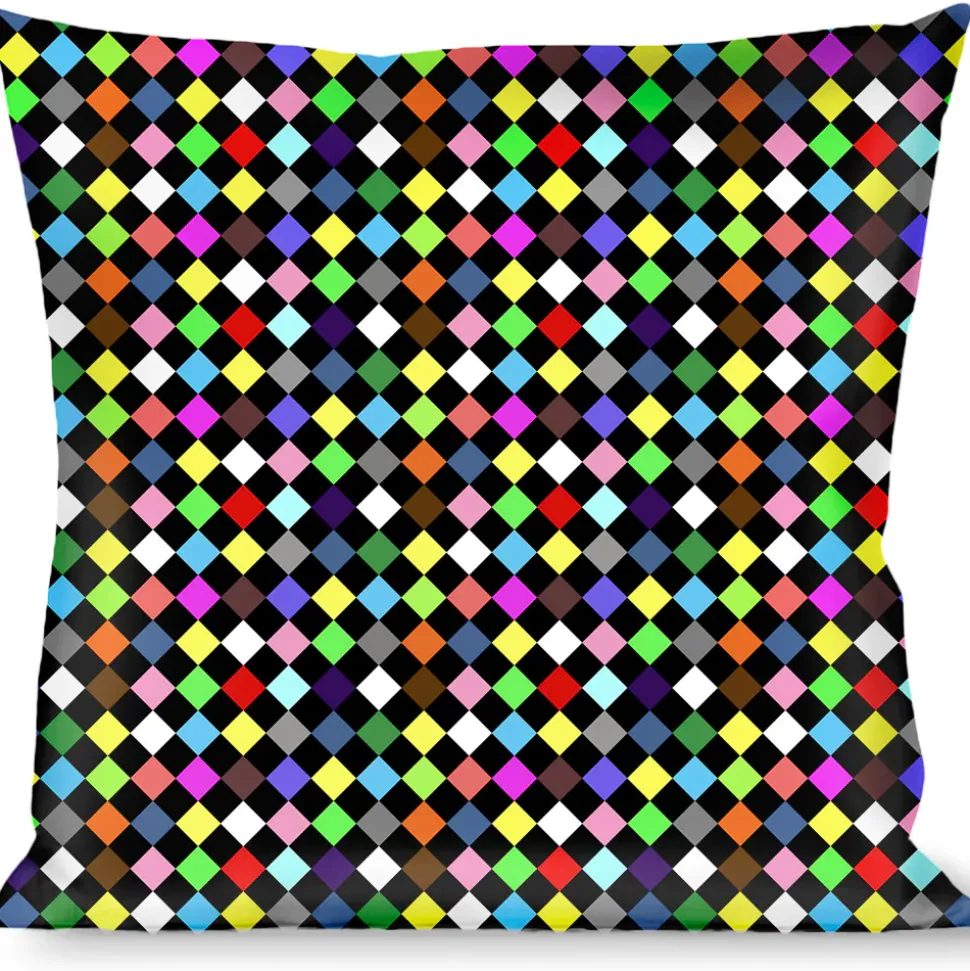Buckle-Down Throw Pillow - Diamonds Black/Multi Color