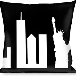 Buckle-Down Throw Pillow - New York Solid Skyline Black/White