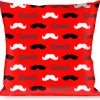 Buckle-Down Throw Pillow - Mustaches Red/Brown/White/Black