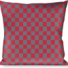 Buckle-Down Throw Pillow - Checker Crimson Red/Gray