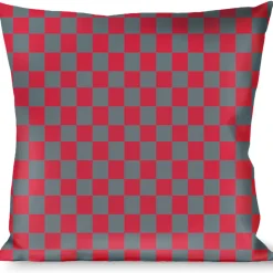 Buckle-Down Throw Pillow - Checker Crimson Red/Gray