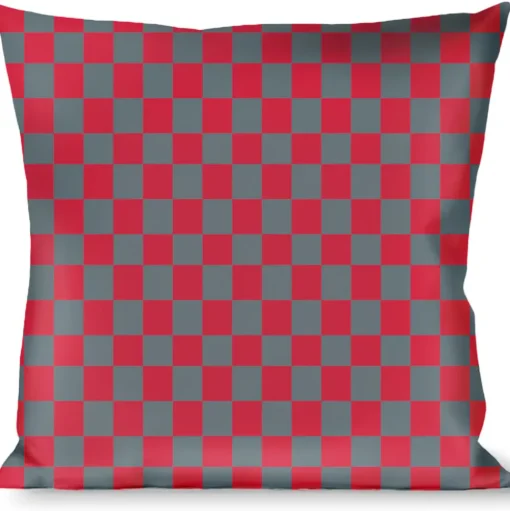 Buckle-Down Throw Pillow - Checker Crimson Red/Gray