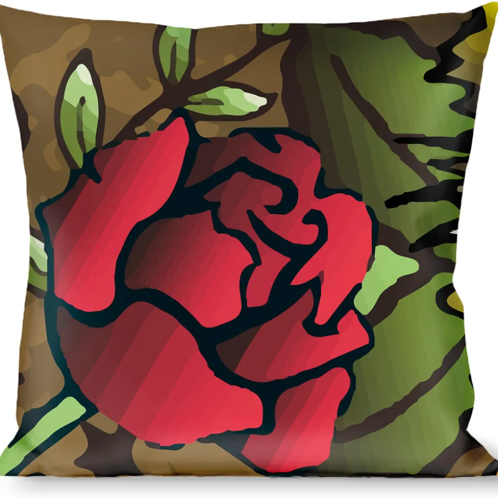 Buckle-Down Throw Pillow - Death Before Dishonor Olive