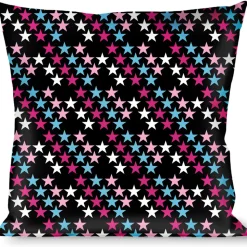 Buckle-Down Throw Pillow - Mini Stars Black/Pink/Blue/White