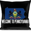 Buckle-Down Throw Pillow - Pennsylvania Flag Silhouette WELCOME TO PENNSYLVANIA
