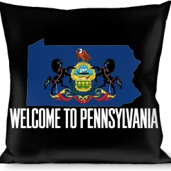 Buckle-Down Throw Pillow - Pennsylvania Flag Silhouette WELCOME TO PENNSYLVANIA
