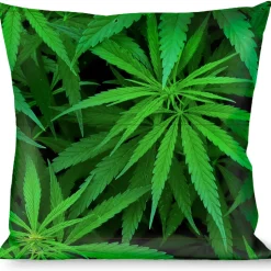 Buckle-Down Throw Pillow - Vivid Marijuana Leaves Stacked