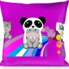 Buckle-Down Throw Pillow - Panda Hat Animals w/Bright Color Burst
