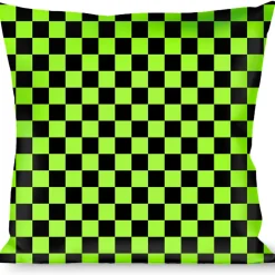 Buckle-Down Throw Pillow - Checker Black/Neon Green