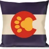 Buckle-Down Throw Pillow - Colorado Flag/Paw Print