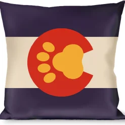 Buckle-Down Throw Pillow - Colorado Flag/Paw Print