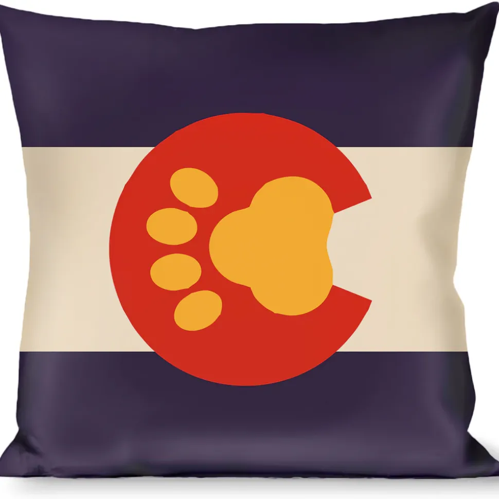 Buckle-Down Throw Pillow - Colorado Flag/Paw Print