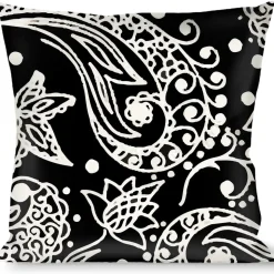 Buckle-Down Throw Pillow - Floral Paisley Black/White