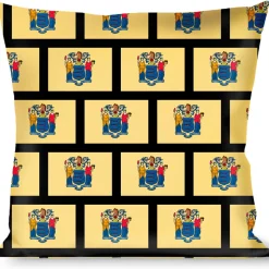 Buckle-Down Throw Pillow - New Jersey Flags/Black