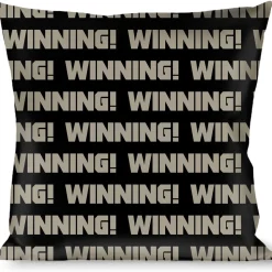 Buckle-Down Throw Pillow - WINNING! Black/Gray