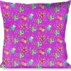 Buckle-Down Throw Pillow - Flying Owls w/Leaves Purple/Multi Color