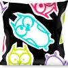 Buckle-Down Throw Pillow - Owl Sketch Black/White/Multi Color