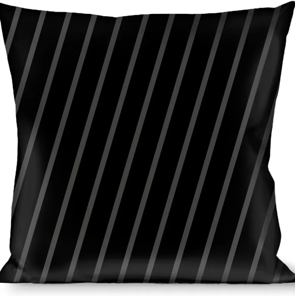 Buckle-Down Throw Pillow - Diagonal Stripes Black/Gray