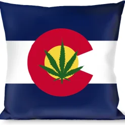 Buckle-Down Throw Pillow - Colorado Flag/Marijuana Leaf
