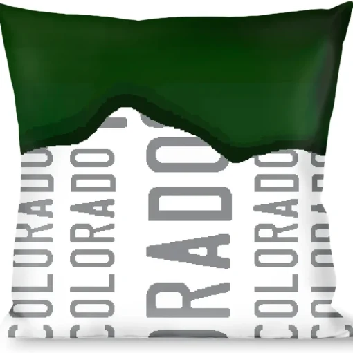 Buckle-Down Throw Pillow - Colorado Mountains Green/White/Gray Text