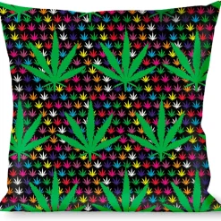 Buckle-Down Throw Pillow - Marijuana Garden Black/Multi Color