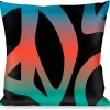 Buckle-Down Throw Pillow - Peace Black/Multi Color