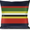 Buckle-Down Throw Pillow - Stripes Navy/Red/Yellow/Black/White/Green