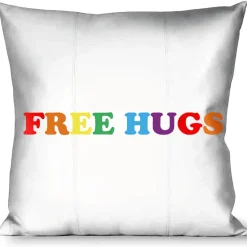 Buckle-Down Throw Pillow - FREE HUGS White/Multi Color