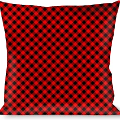 Buckle-Down Throw Pillow - Diagonal Buffalo Plaid Black/Red