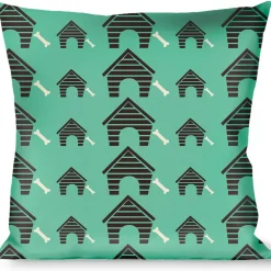 Buckle-Down Throw Pillow - Dog House & Bone Turquoise/Brown
