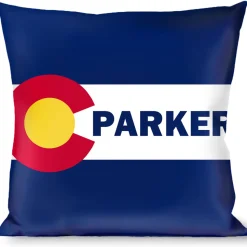 Buckle-Down Throw Pillow - Colorado PARKER Flag Blue/White/Red/Yellow