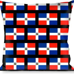 Buckle-Down Throw Pillow - Dominican Republic Flags/Black Black