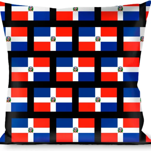 Buckle-Down Throw Pillow - Dominican Republic Flags/Black Black