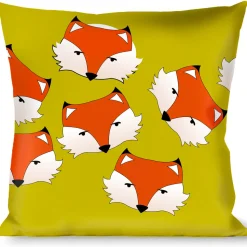 Buckle-Down Throw Pillow - Fox Face Scattered Warm Olive2