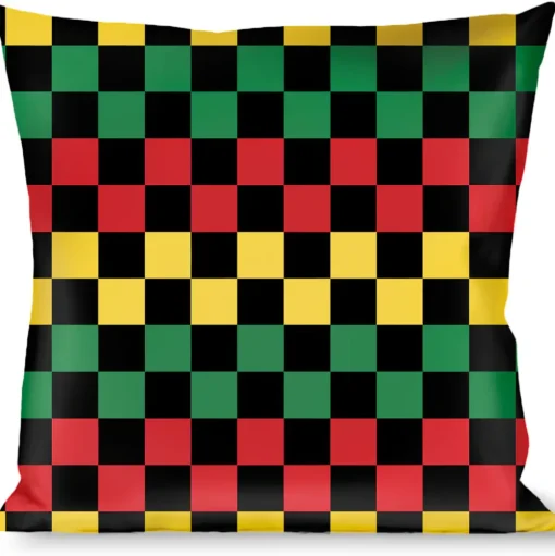 Buckle-Down Throw Pillow - Checker Black/Rasta